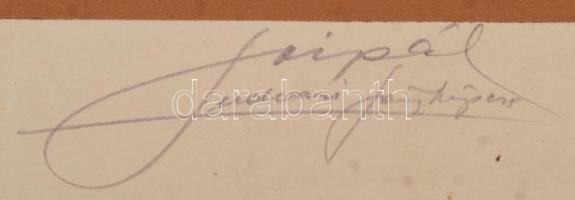 Szípál Márton Károly(1886-1966): Hölgy kisestélyiben, kartonra kasírozott fotó, jelzett, fotó: 17x26...