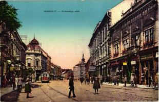 Miskolc, Széchenyi utca, Dohány üzlet, villamos (ázott / wet damage)