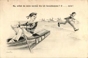 WWI K.u.K. navy humour, battle ships, sailor s: Kertész (Rb)