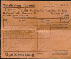 1944 Bp.VIII., "Totalisateur fogadás", Czinte Gyula bookmaker fogadási irodája által kiállított lista