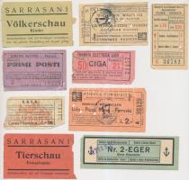 cca 1940 Különböző külföldi jegyek(Azienda Communale, Cinema Regina Abbazia, Tramvia Electrica Lido stb.), 9 db / 9 tickets