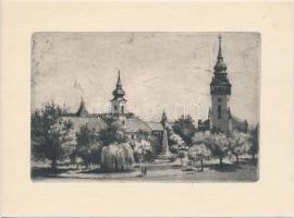 Hertay Mária (1932-): Nagykőrös. Rézkarc, papír, jelzés nélkül, 9×14 cm