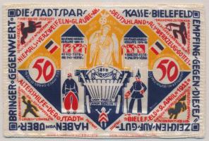 Németország / Weimari Köztársaság / Bielefeld / 1922. 50M "Anker Registrierkassen" selyem ...