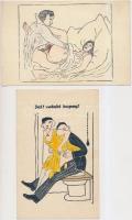 cca 1960-1970 Pornográf humoros rajzok nyomatai, 5 db, 9x14 cm