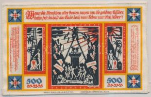 Németország / Weimari Köztársaság / Bielefeld / 1923. 500M vászon városi szükségpénz bélyegzés nélkü...