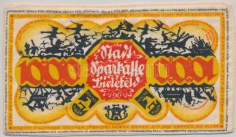 Németország / Weimari Köztársaság / Bielefeld / 1922. 1000M sárga, selyem városi szükségpénz bélyegz...