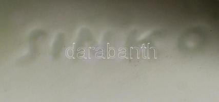 Zsolnay rőzsén ülő asszony (Sinkó András), kézzel festett, jelzett, hibátlan, m:26 cm, h:25 cm