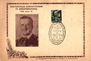 Vitéz Nagybányai Horthy Miklós; kiadja Bélyeggyűjtők Szakkönyvtára, Magyarország kormányzójának 75. születésnapjára 1943. június 18. So. Stpl (non PC) (EK)