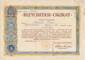 1953 Bp., Az Állami Biztosító által kiállított biztosítási okirat tűz- vagy jégkár esetére