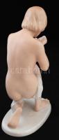 Wallendorf mosakodó akt, kézzel festett, apró mázhibával, jelzett, m:27 cm /Wallendorf nude woman fi...