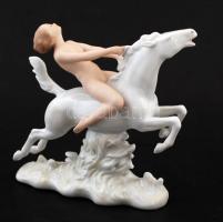 Wallendorf lovagló akt, kézzel festett, hibátlan, jelzett, m:16,5 cm, h:18 cm