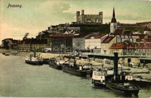 Pozsony, vár, kikötő, gőzhajók / castle, port, steamships (EB)