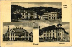 Naszód, Állami iskola, Községháza, Internátus / school, town hall, boarding school (fa)