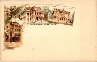 Budapest, Ezredéves Országos Kiállítás, Nemzeti Színház, Népszínház, Opera, 2 Kr Ga. litho s: Cserna