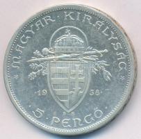 1938. 5P Ag "Szent István" T:2,2- Adamo P8.1