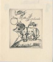 Fingesten Michel (1884-1943): Auguri 1939, rézkarc, dúcon jelzett, 7x6cm / Fingesten Michel (1884-1943): Auguri 1939, etching, signed, 7x6cm