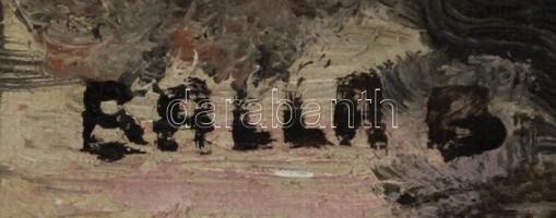 Balla jelzéssel: Séta a tóparton, olaj, vászon, 40,5×50,5 cm