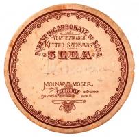 Molnár és Moser Purest Bucarbonate of Soda(Vegytiszta Angold Ketted-Szénsavas Soda) régi papírdoboz,...