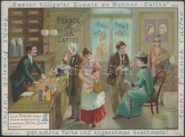 cca 1910 Aecht Franck-caffee reklám kártya, litho,szép állapotú, 12x15cm/ cca 1900 Aecht Franck-caffee, advertising cards, litho,in good condition, 12x15cm