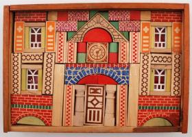 Régi színes fa építőjáték hiánytalan szép állapotban