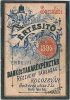 1895 Sorsolási értesítő Erdélyi Bank és Takarékpénztár Részvény Társaság, Kolozsvár, 12x9cm