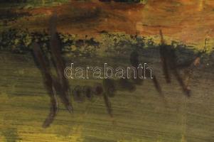 Neogrády jelzéssel: Kutyasétáltatás a falu szélén, olaj, karton, 41×63 cm