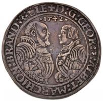 Német Államok / Brandenburg-Frankföld 1542. Tallér Ag Ansbachi György és Beyreuth-i II. Albrecht Scwabach (28.82g) T:2- patina German States / Brandenburg-Franconia 1542. Taler Ag Georg von Ansbach and Albrecht II von Beyreuth Schwabach (28.82g) C:VF patina Davenport 8967.