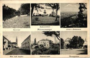 Máramarossziget, Iza strand, Szalaván-kilátó, Vármegyeháza, Pannónia szálloda / beach, lookout tower, county hall, hotel (EK)