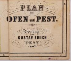 1867 Pest, Plan von Ofen und Pest(Pest és Buda térképe), Verlag von Gustav Emich (Emich Gusztáv kiad...