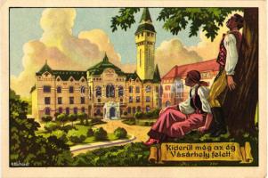 Marosvásárhely, Városháza; Székely Egyetemi és Főiskolai Hallgatók egyesülete / town hall, folklore, irredenta s: Gebhardt (EK)