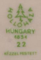 Hollóházi kétágú gyertyatartó, kézzel festett, jelzett, hibátlan, m:15 cm, h:15 cm / Hollohaza porce...