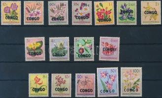 Virágok felülnyomott sor 16 értéke (hiányzik Mi 12-13), Flowers overprinted set 16 values (Mi 12-13 missing)