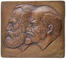 DN Marx és Lenin Br plakett (130x147mm) T:2 ND Marx and Lenin Br plaque (130x140mm) C:XF