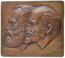 DN "Marx és Lenin" Br plakett (130x147mm) T:2 ND "Marx and Lenin" Br plaque (130x140mm) C:XF