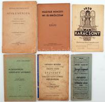 1879-1943 Öt db különféle füzet és könyvárjegyzék: Magyar Nemzeti Hit- és Erkölcstan,A Magyarok Története Versekben, Irodalomtörténeti Közlemények, stb.