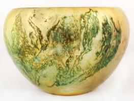 Zsolnay zöld eozin mázas nagy kaspó, jelzett (körpecsét, formaszám 644), apró karcolásokkal, m:26 cm...