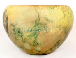 Zsolnay zöld eozin mázas nagy kaspó, jelzett (körpecsét, formaszám 644), apró karcolásokkal, m:26 cm...