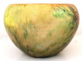 Zsolnay zöld eozin mázas nagy kaspó, jelzett (körpecsét, formaszám 644), apró karcolásokkal, m:26 cm...