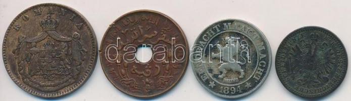 Vegyes: Ausztria 1860A 1kr Cu + Románia 1867. 5b Cu + Belgium 1894. 10c Cu-Ni + Holland Kelet-India ...
