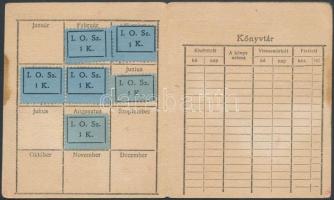1919 Az Ifjumunkások Országos Szövetsége - Kőzépiskolai Diákalosztálya tagsági könyve, bélyegekkel