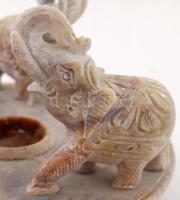 Elefántos mécsestartó, faragott alabástrom, jó állapotban, m:13 cm, d:18 cm