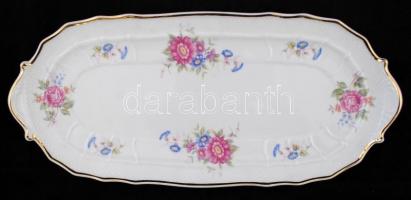 Hollóházi virág mintás szendvicses készlet, matricás, jelzett, hibátlan, 38×16 cm, d:17,5 cm