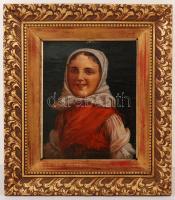 Horváth István: Cigánylány, olaj, farost, jelzett, antik keretben, 28×21 cm