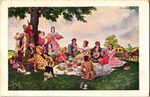 "Régi jó idők" Magyarországon s: Biczó András - 5 db régi képeslap, vegyes minőség / 5 old...