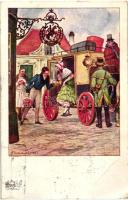 "Régi jó idők" Magyarországon s: Biczó András - 5 db régi képeslap, vegyes minőség / 5 old...