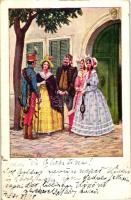 "Régi jó idők" Magyarországon s: Biczó András - 5 db régi képeslap, vegyes minőség / 5 old...