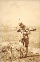 1915 K.u.K. hunter soldier, hunting dog, gun, photo