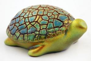 Zsolnay teknős, eozin mázas, hibátlan, jelzett, 9x6x4 cm / &lt;br/&gt;Zsolnay eosin turtle, signed, perfect condition, 9x6x4 cm