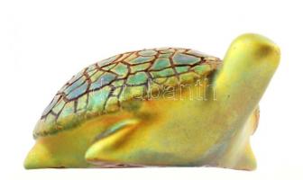 Zsolnay teknős, eozin mázas, hibátlan, jelzett, 9x6x4 cm /
Zsolnay eosin turtle, signed, perfect con...