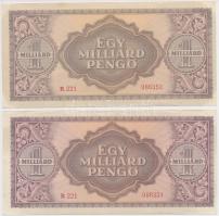 1946. 1.000.000.000P (2x) sorszámkövetők T:I-,II hajtatlanok, egyik szélén gyűrődés